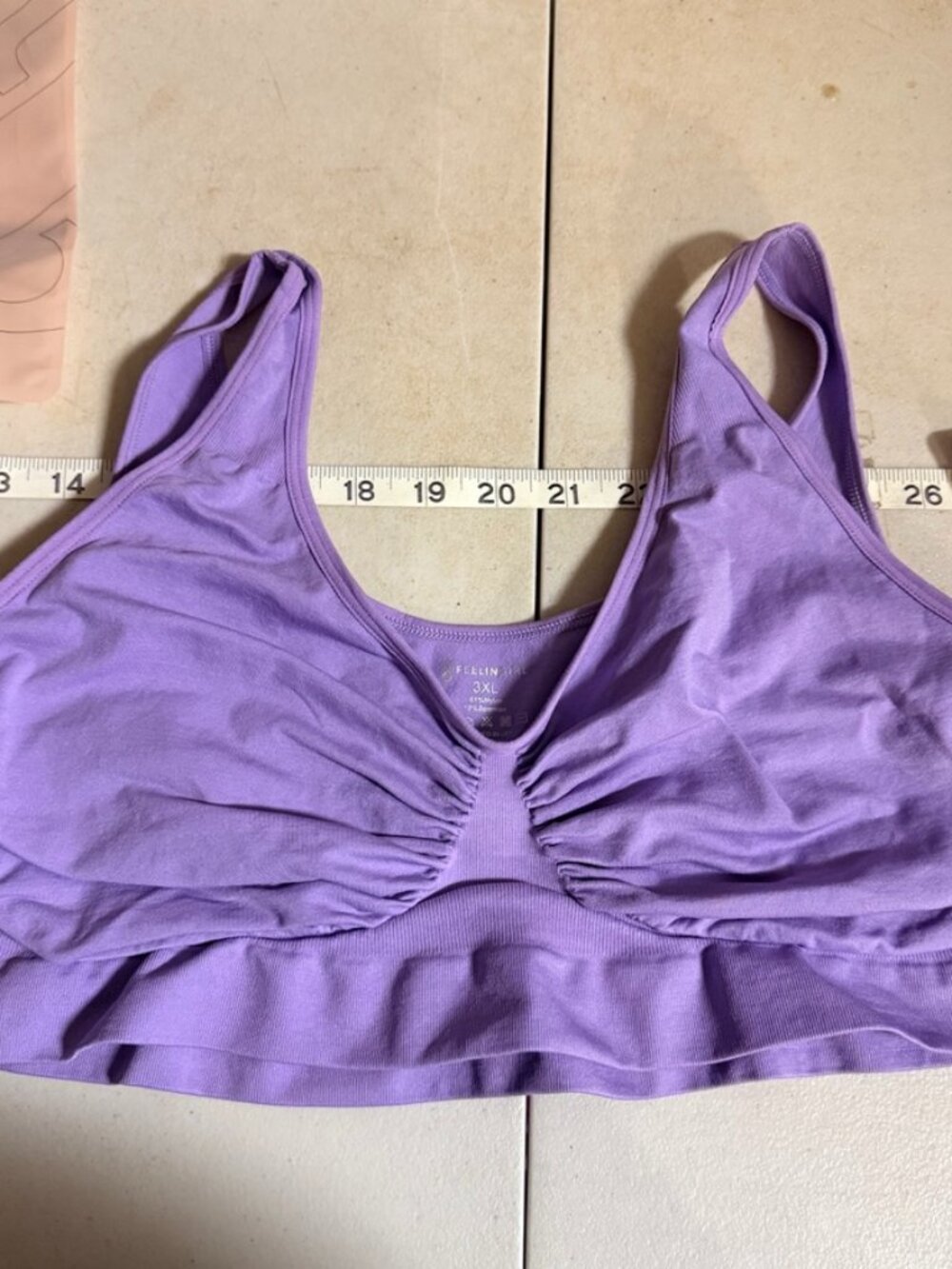 FeelinGirl 3XL Purple Seamless Sports Bra Ruched Wireless NWT